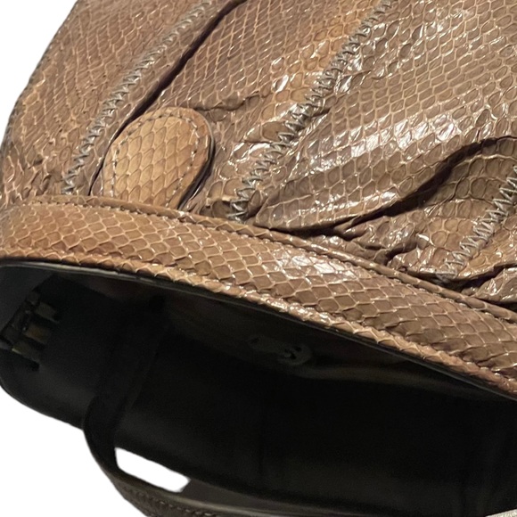 CLEMENTE VINTAGE DESIGNER SNAKESKIN STUNNING METAL BENDABLE RETRACT CLOSURE - Picture 8 of 10